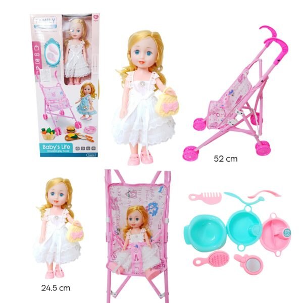 عروسة مع مشاية و اكسسورات